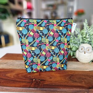 Yarn Floss & Notions - Small Clutch Style Knitting Crochet Project Bag, Sock Sack small zipper tote cosmetic bag tote WS114