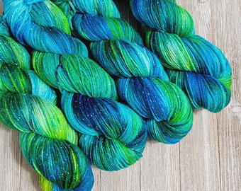 Under the Sea - Sparkly Sock - Pastel Variegated Hand Dyed Lurex Yarn | Fingering superwash merino nylon sock yarn Y014