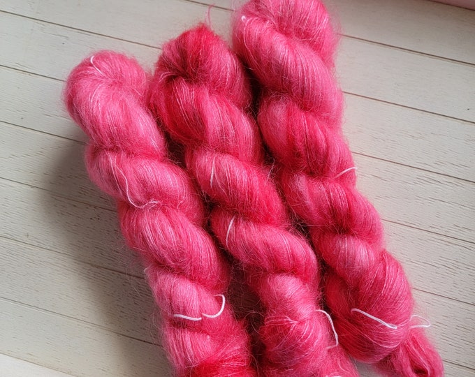Pink Carnations  -  Mohair/Silk Lace Weight Yarn - Hand Dyed Yarn - 50 gram skein - Y018