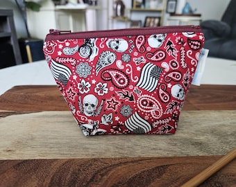 Pañuelo de motociclista (rojo), pequeño neceser con cremallera, bolso de cuña, neceser para tejer, monedero para manualidades NP117