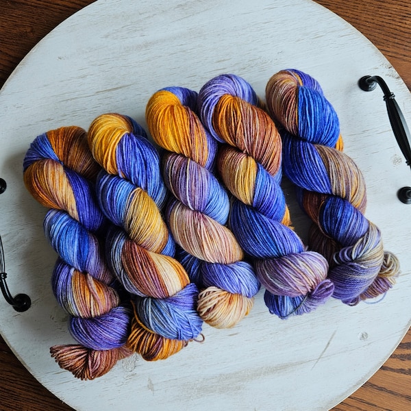 Pensacola Beach Sunset Standard Sock Yarn | Variegated Hand Dyed Yarn | Fingering weight superwash merino nylon yarn Y002V