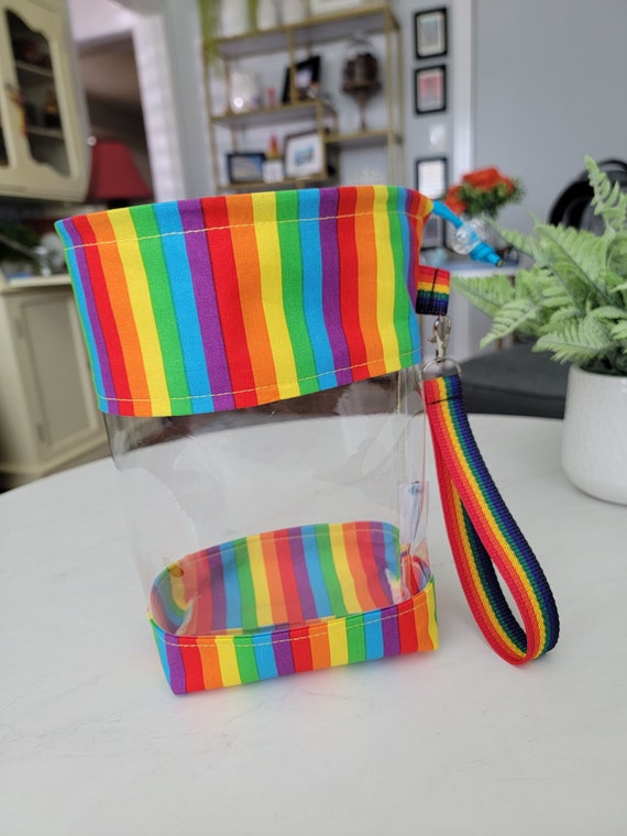 LGBTQ Pride Rainbow Stripes - Small Clear Vinyl Drawstring