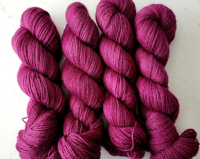 Mulberry Purple Standard Sock Yarn | Semi Solid Tonal Hand Dyed Yarn | Fingering weight superwash merino nylon yarn Y002T