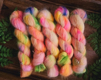 Smashed Highlighters Mohair/Silk Lace Weight Yarn - Hand Dyed Yarn - 50 gram skein - Y018