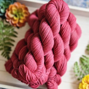 Ryman Bricks Red - DK 100% Superwash Yarn | Solid Tonal Hand Dyed Yarn | DK Light Worsted weight superwash merino wool yarn Y036T