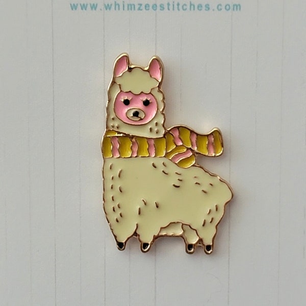 Llama wearing Scraf Hard Enamel Pin, Sheep Pin, Crafters Knitters Crocheters Gift, Project Bag Pin EP17