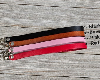 Add on Leather Wrist Strap - 3/8" (10mm) leather wrist strap with swivel clasp, riveted 7" (18cm) length - Attach to zipper