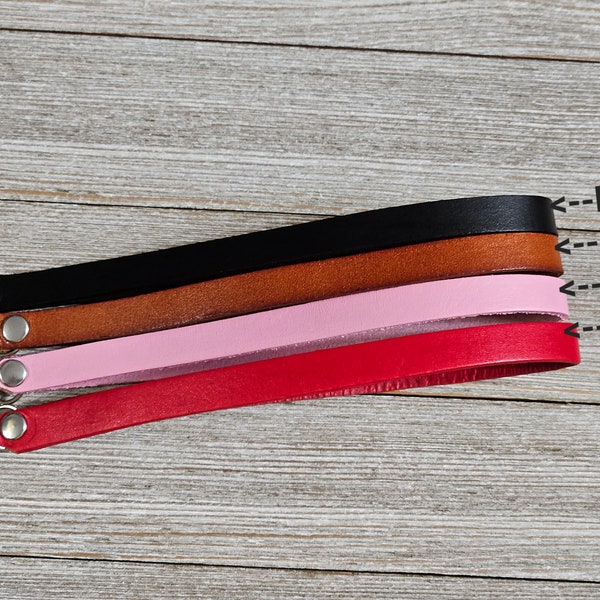 Add on Leather Wrist Strap - 3/8" (10mm) leather wrist strap with swivel clasp, riveted 7" (18cm) length - Attach to zipper