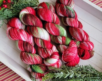 Christmas Deluxe Soft DK Hand-Dyed Yarn | Bright Variegated Hand dyed yarn | Superwash Extrafine Merino Wool - Light Worsted DK weight Y019