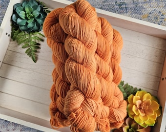 Pizazz Orange 2Ply Twist Fingering Yarn | Tonal Semi-Solid Hand Dyed Yarn | sock weight superwash merino wool nylon yarn Y014T