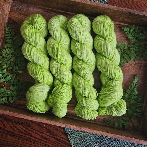 Celery Green - DK 100% Superwash Yarn |  Solid Tonal Hand Dyed Yarn | DK Light Worsted weight superwash merino wool yarn Y036T