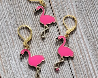 Pink Flamingo Progress Keeper with Lever Back finding (package of 1)  Knitting Stitch Marker, Progress Keeper PK110