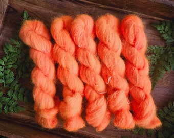 Electric Pumpkin Mohair/Silk Lace Weight Yarn - Hand Dyed Yarn - 50 gram skein - Y018
