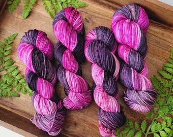 Plumalicious purple- DK 85/15 Superwash Extrafine Merino Wool/Nylon DK weight Light Worsted - hat yarn - sweater yarn  Y028