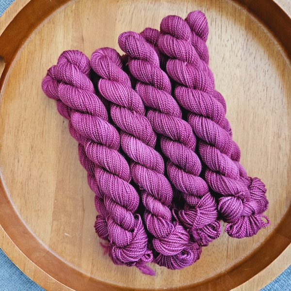 Purply Sky Mini Skein - Hi-Twist Hand Dyed Sock Yarn | Fingering weight superwash merino nylon yarn Y013M