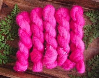 Brilliant Rose Mohair/Silk Lace Weight Yarn - Hand Dyed Yarn - 50 gram skein - Y018