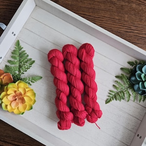 Venezianisches Rot - 40g Standard-Sockengarn | Halbfestes handgefärbtes Garn | Superwash Merino Nylon Garnstärke 50 Gramm Y002T40