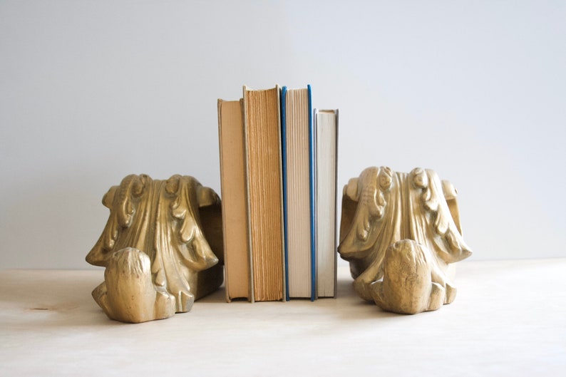 Gold Painted Plaster Antique Replica Bookends Wall Hangings Etsy
