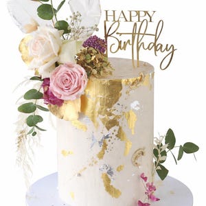 Happy Birthday Cake Topper | Gold Mirror Acrylic Name Age Custom Decoration| next day dispatch