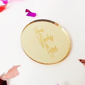 Disque à gâteau personnalisé en acrylique miroir | Décoration pour gâteau en acrylique | Breloque pour gâteau en acrylique | charme personnalisé | vos mots ici