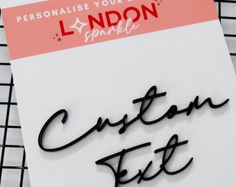 Personalised Name Cake Charm, Custom Cake Topper, Acrylic Birthday Cake Decoration, Mirror Acrylic Text, Bento Cake Charm UK