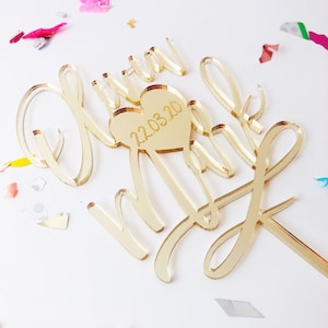 Personalized Wedding Cake Topper: Mirrored Acrylic or Wood