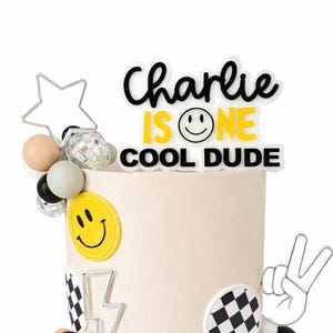 Cool Dude Acrylic Age Cake Topper, Double Layered