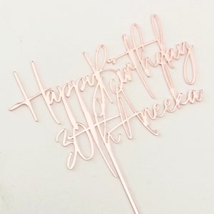 Personalized Gold Mirror Acrylic Cake Topper: Custom Name & Age