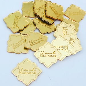 Umrah Mubarak Spiegel Acryl Kuchen Anhänger, Tortendeko Geschenkanhänger, Spiegel aus Acryl, Geschenkanhänger zum gravieren