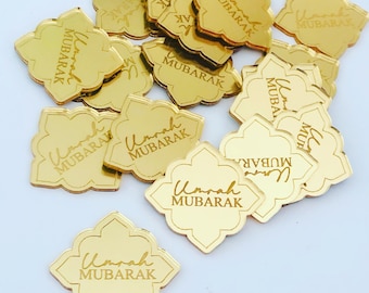 Umrah Mubarak mirror acrylic cake charm cake disc gift tag, mirror acrylic gift tags, engraved disc, engrave gift tag