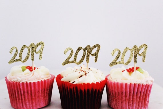 Thank You Cup Cake Toppers Gold Glitter Pack of 6 Free UK P/&P