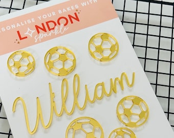 Personalisierte Fußball-Kuchen-Topper-Set | Personalisierter Geburtstag Charme | Kuchen Anhänger | Kuchendekoration