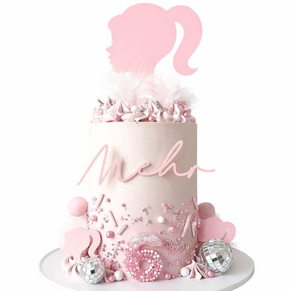 Pink Acrylic Custom Cake Topper Set: Barbie Theme