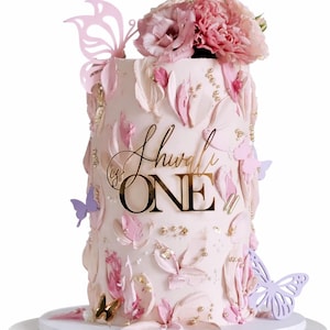 Personalized Acrylic Cake Topper: Name & Age Charm, Script Font