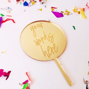Custom Gold Mirror Mini Acrylic Cake Topper, Fancy Cake Topper ...
