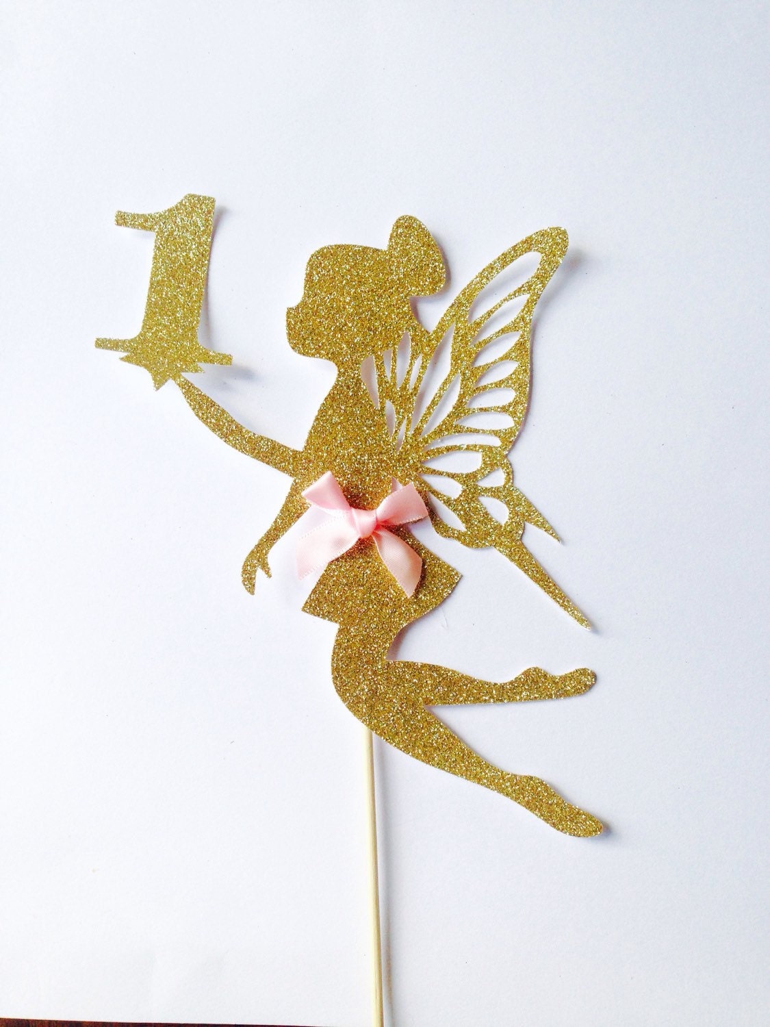 Fairy cake topper Large fairy gold glitter one cake topper Etsy