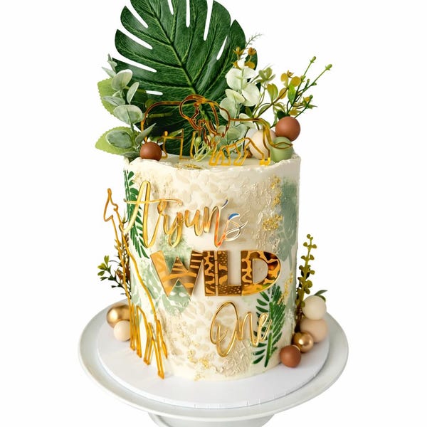 Personalized Wild One Cake Charm | Acrylic Name & Age Topper