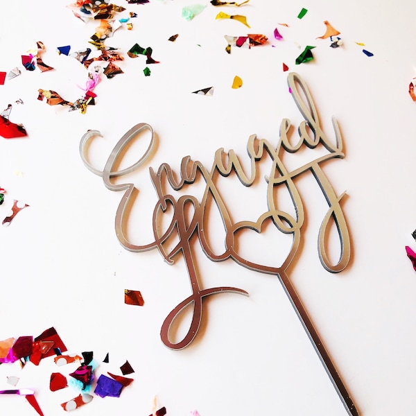 Adorno para tarta de compromiso personalizado: Adorno acrílico con nombre personalizado