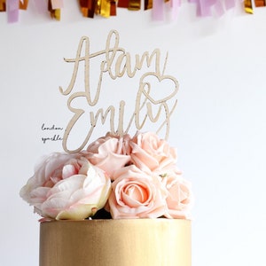 wedding cake topper, name cake topper, engagement cake topper, acrylic wood topper bespoke cake topper, engagement cake topper