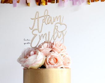 wedding cake topper, name cake topper, engagement cake topper, acrylic wood topper bespoke cake topper, engagement cake topper