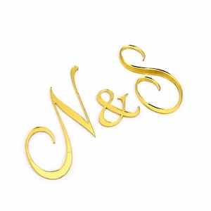 Gold Mirror Acrylic Initial Wedding Cake Charms (Set of 3)