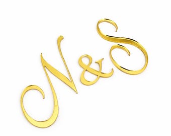 Gold Mirror Acrylic Initial Wedding Cake Charms (Set of 3)