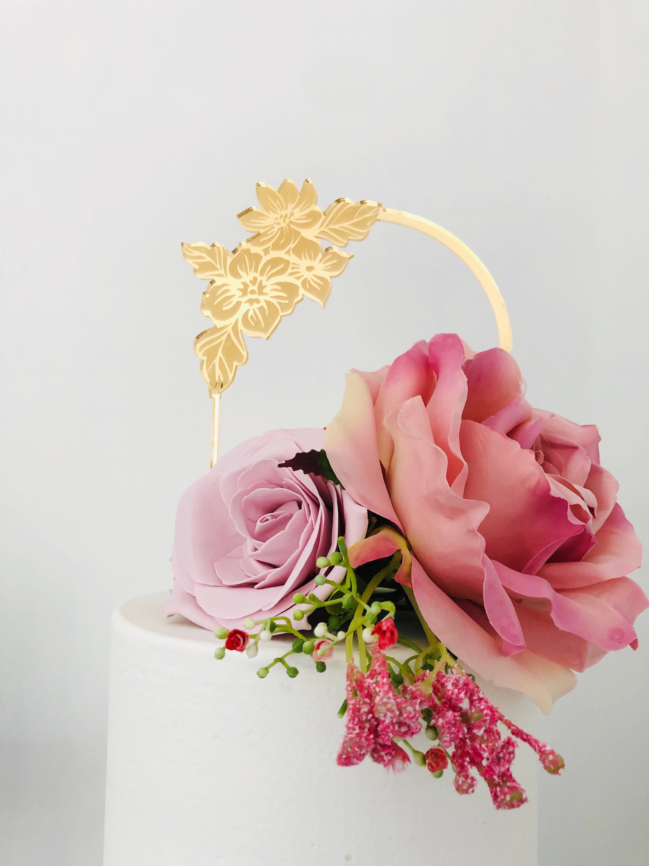 Acrylic Wedding Cake Topper Arch Floral Topper Cake Topper Etsy UK