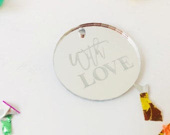 Engraved 'With Love' Gift Tag: Mirror Acrylic or Wood