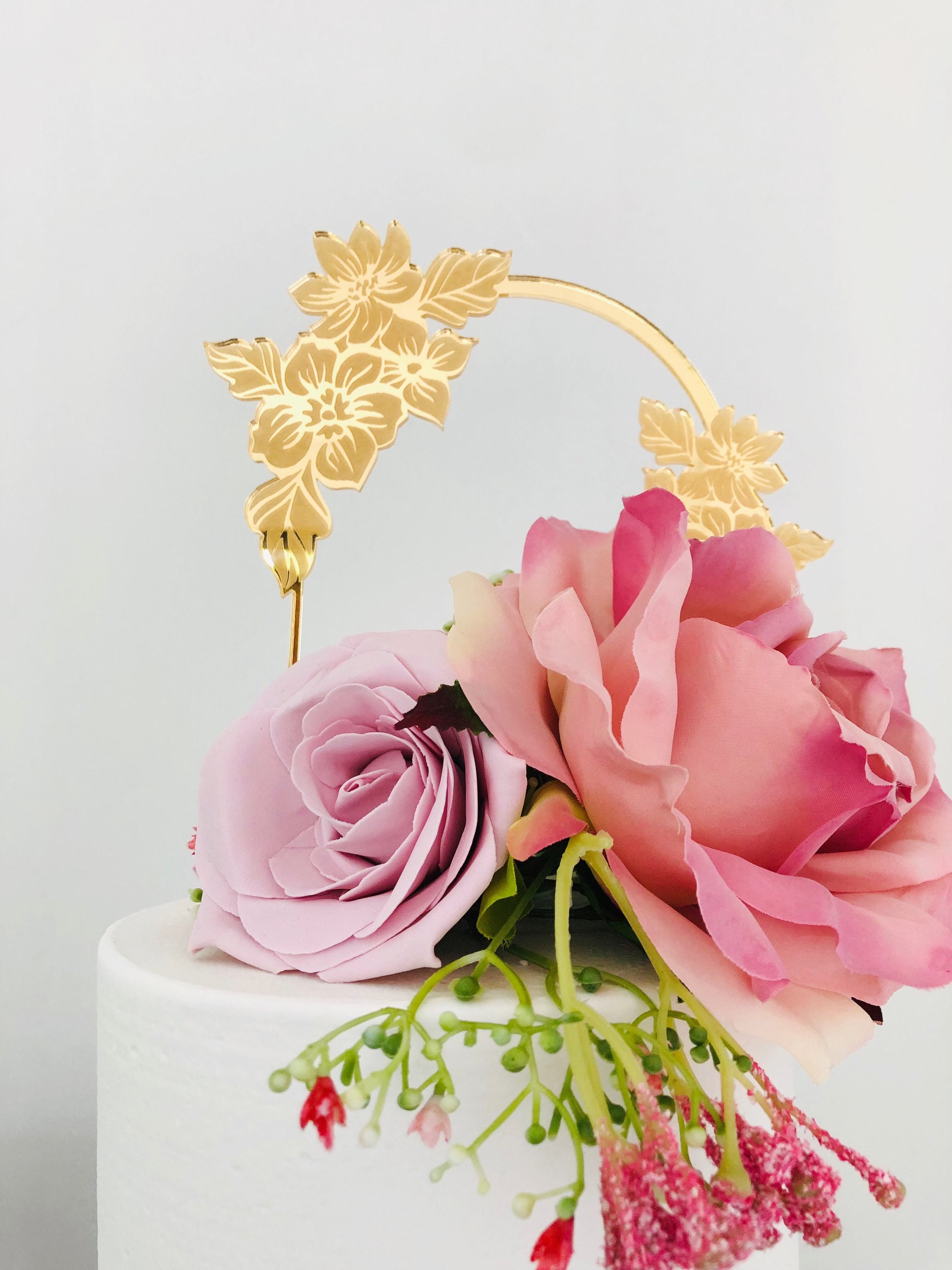 Acrylic Wedding Cake Topper Arch Double Floral Cake Topper Etsy UK