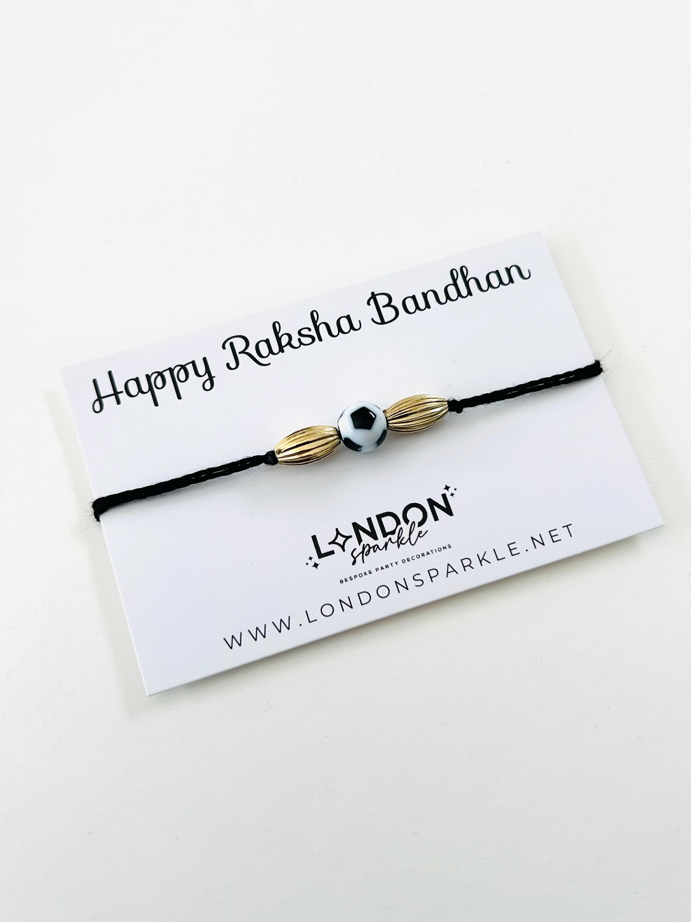 Handcrafted Football Rakhi: Red Silk Thread Raksha Bhandan Bracelet