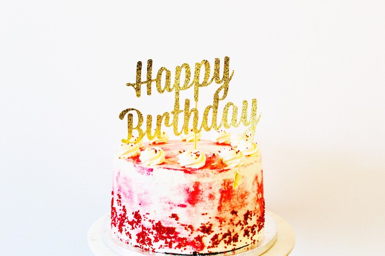 Happy Birthday Cake Topper Gold Fancy Cake Topper1st Etsy