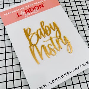 Acrylic cake topper |Acrylic cake charm | Baby Name acrylic charm |  personalised charm | baby shower cake