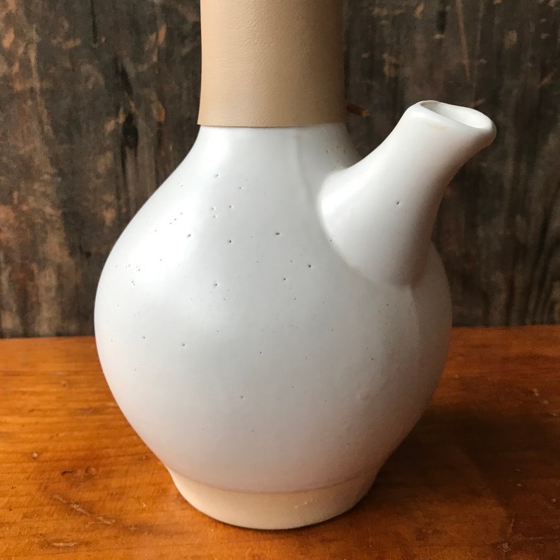 Martz Marshall Studios Stoneware Carafe With Leather Accent and Cork Stopper Indiana Pottery