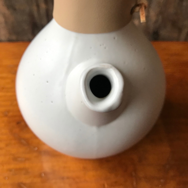 Martz Marshall Studios Stoneware Carafe With Leather Accent and Cork Stopper Indiana Pottery